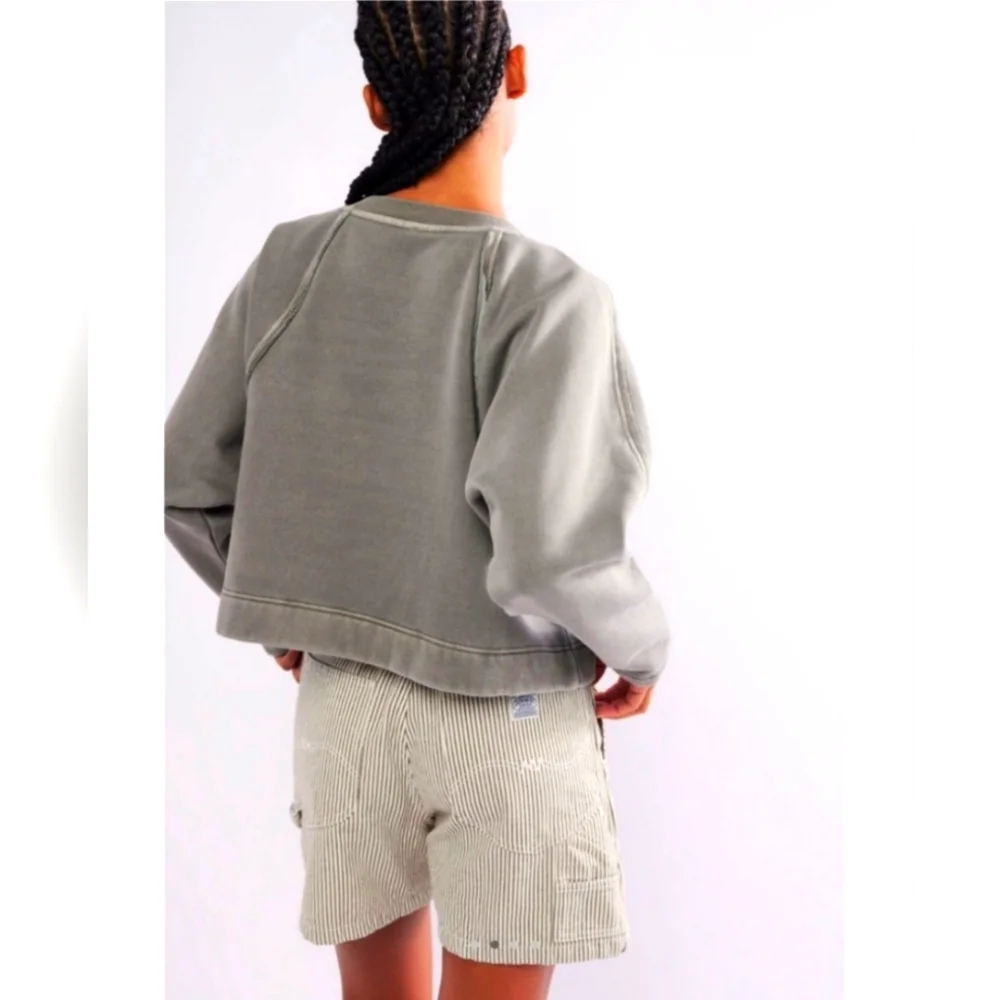 NWOT FREE PEOPLE Francis Pullover Gray Crew - L